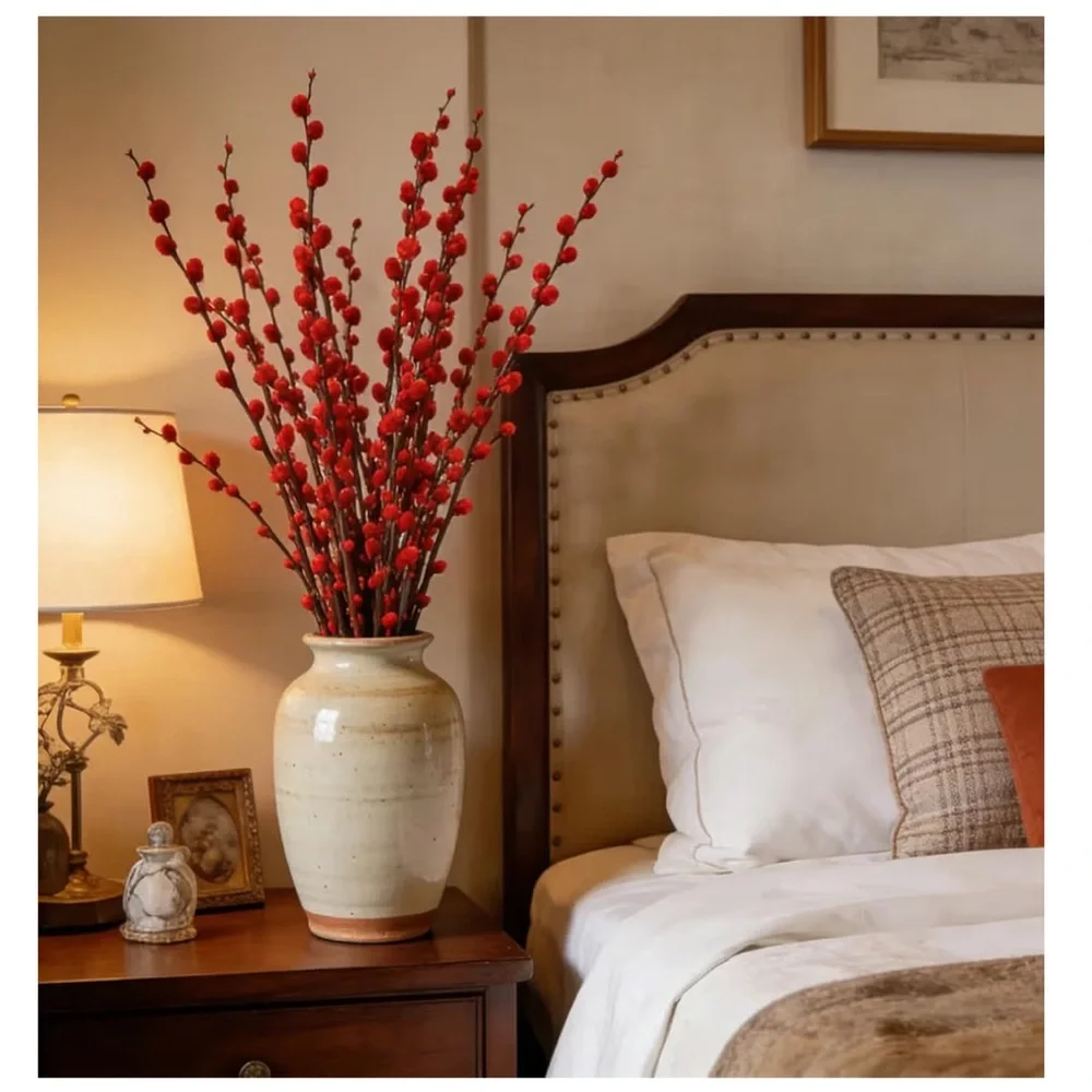 Red Willow Stems 100% Real Floral Plant Home Holiday Decor 16” Length (60pc)